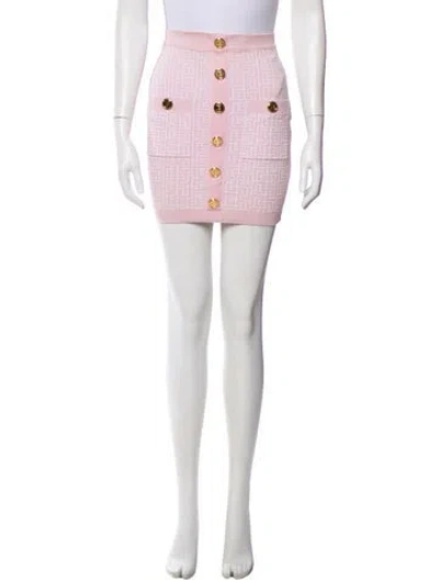 Pre-owned Balmain Wool Mini Skirt In Pink