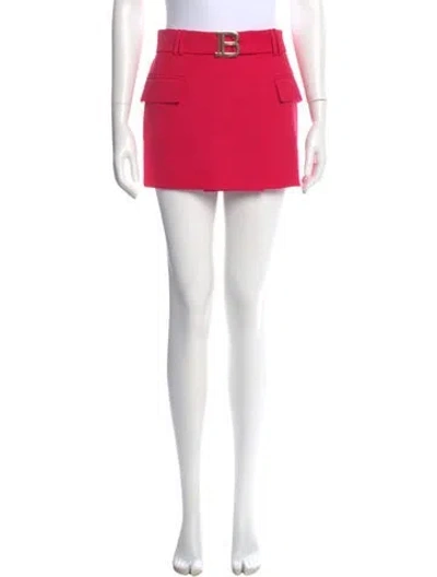 Pre-owned Balmain Wool Mini Skirt In Pink
