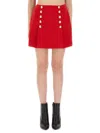 Balmain Wool Mini Skirt In Red