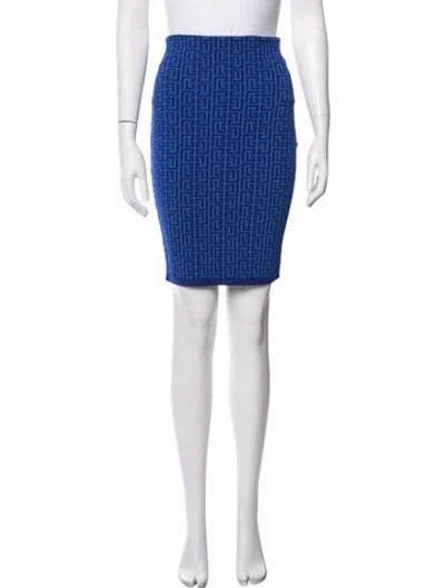 Pre-owned Balmain Wool Mini Skirt W/ Tags In Blue