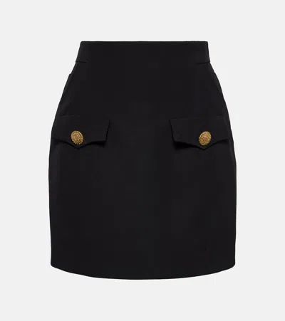 Balmain Wool Miniskirt In Black