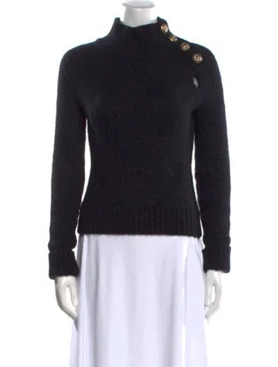 Pre-owned Balmain Wool Mock Neck Sweater In Black