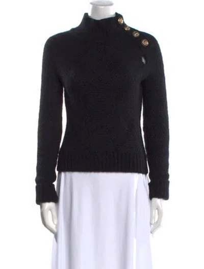 Pre-owned Balmain Wool Mock Neck Sweater In Black