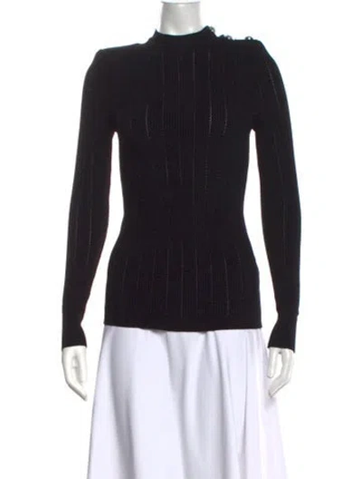 Pre-owned Balmain Wool Mock Neck Sweater In Black