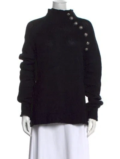 Pre-owned Balmain Wool Mock Neck Sweater In Black