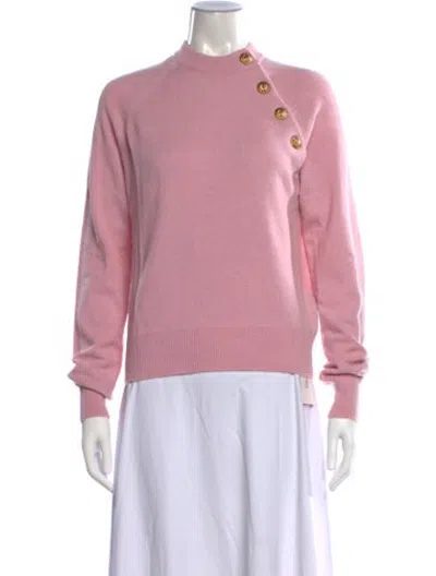 Pre-owned Balmain Wool Mock Neck Sweater In Pink