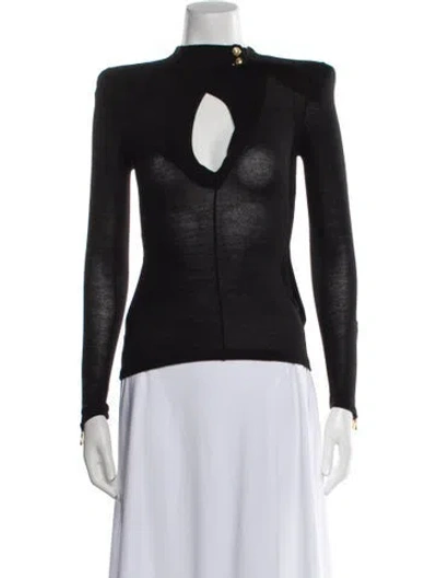 Pre-owned Balmain Wool Mock Neck Top W/ Tags In Black