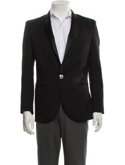 Pre-owned Balmain Wool Moto Jacket In Black