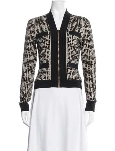 Pre-owned Balmain Wool Patterned Jacket In Black