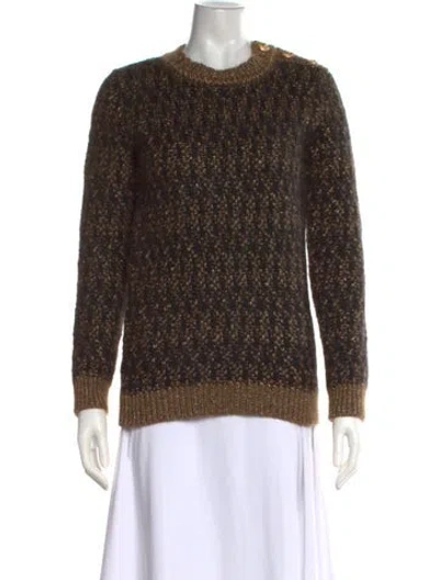 Pre-owned Balmain Wool Patterned Sweater In Brown