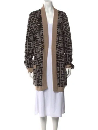 Pre-owned Balmain Wool Patterned Sweater In Brown