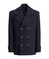 Balmain Double Breasted Coat Notch Lapels Buttons In Blue