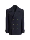 Balmain Double Breasted Coat Notch Lapels Buttons In Blue