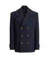 Balmain Double Breasted Coat Notch Lapels Buttons In Blue