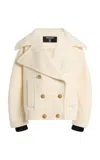 Balmain Wool Pea Coat In White