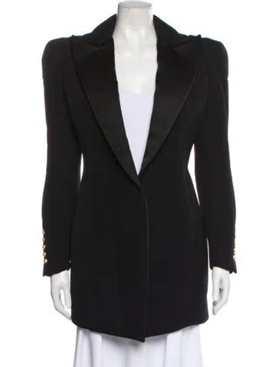 Pre-owned Balmain Wool Peacoat In Black