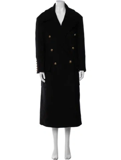 Pre-owned Balmain Wool Peacoat In Black