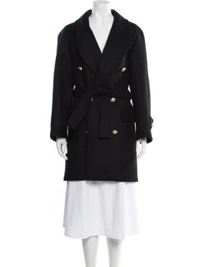 Pre-owned Balmain Wool Peacoat In Black