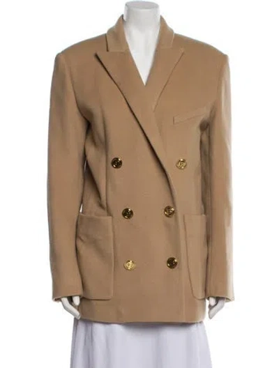 Pre-owned Balmain Wool Peacoat In Brown