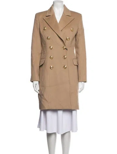 Pre-owned Balmain Wool Peacoat In Brown