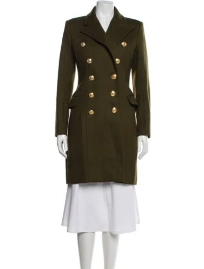 Pre-owned Balmain Wool Peacoat In Green