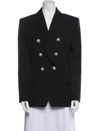 Pre-owned Balmain Wool Peacoat W/ Tags In Black