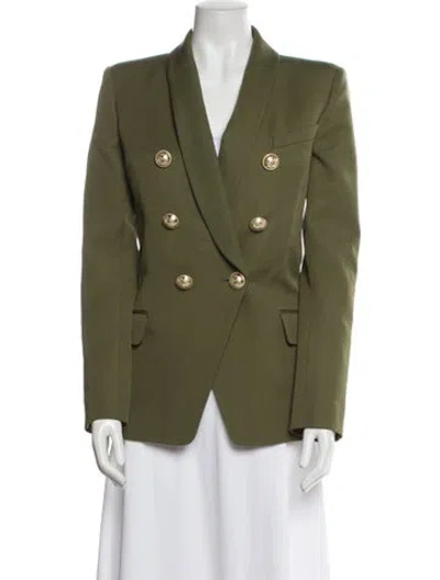 Pre-owned Balmain Wool Peacoat W/ Tags In Green