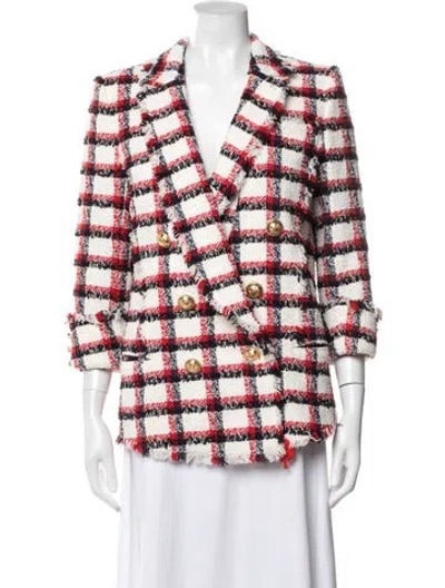 Pre-owned Balmain Wool Plaid Print Blazer In Multi