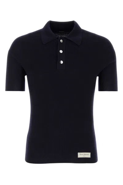 Balmain Polo With Logo Patch In Blue