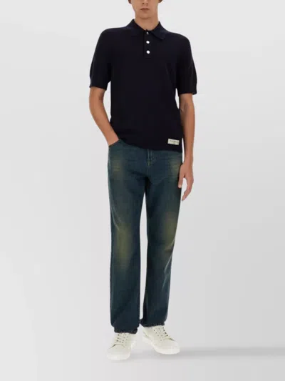 BALMAIN WOOL POLO SHIRT SHORT SLEEVES