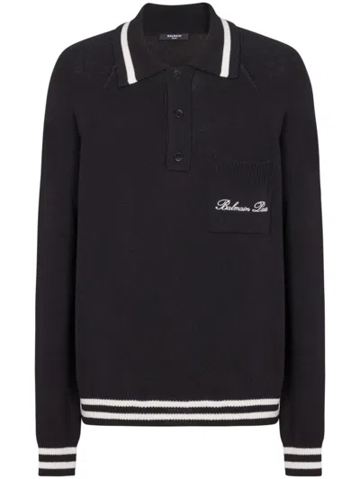 BALMAIN WOOL POLO SHIRT WITH LOGO