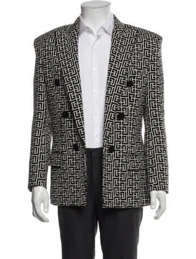 Pre-owned Balmain Wool Printed Blazer In Black/neutrals