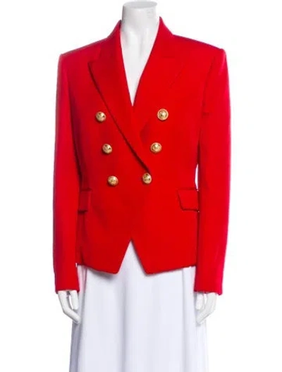 Pre-owned Balmain Wool Printed Blazer In Red