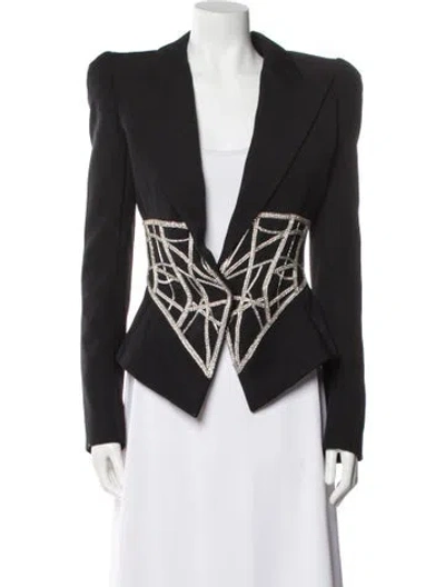 Pre-owned Balmain Wool Printed Blazer W/ Tags In Black