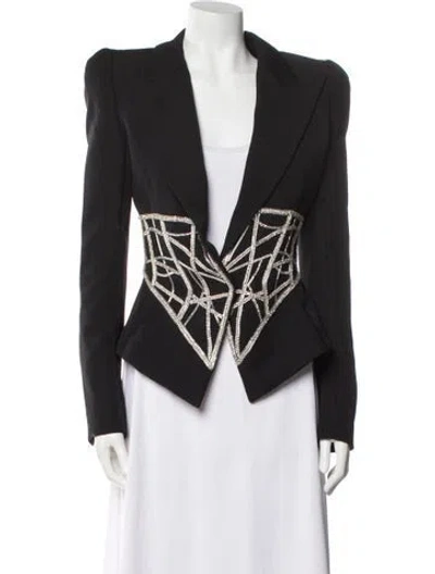 Pre-owned Balmain Wool Printed Blazer W/ Tags In Black
