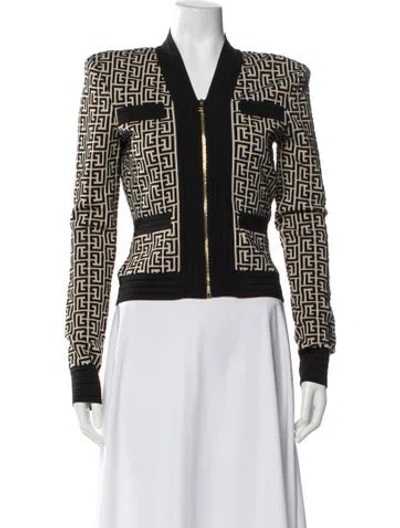 Pre-owned Balmain Wool Printed Evening Jacket In Neutral