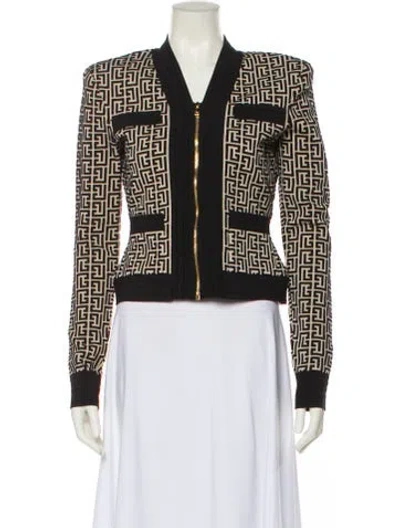 Pre-owned Balmain Wool Printed Jacket In Black