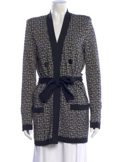Pre-owned Balmain Wool Printed Sweater In Black