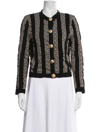 Pre-owned Balmain Wool Printed Sweater In Black