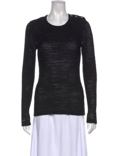 Pre-owned Balmain Wool Scoop Neck Sweater In Black