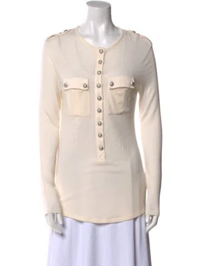 Pre-owned Balmain Wool Scoop Neck Sweater In Neutral
