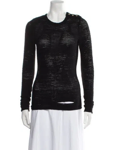 Pre-owned Balmain Wool Scoop Neck Top W/ Tags In Black
