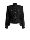 Balmain Wool Belted Officer Jacket In Black