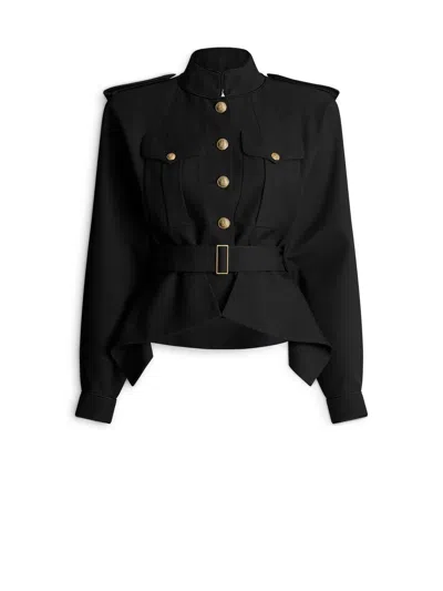 Balmain Wool Signature Jacket In Black