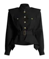 Balmain Wool Belted Officer Jacket In Black