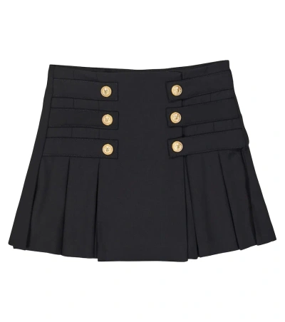 Balmain Kids' Embossed-button Detail Mini Skirt In Black