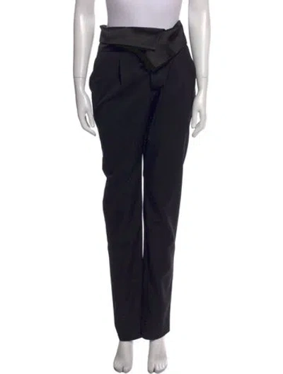 Pre-owned Balmain Wool Straight Leg Pants In Black