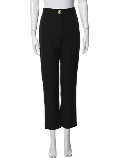 Pre-owned Balmain Wool Straight Leg Pants In Black