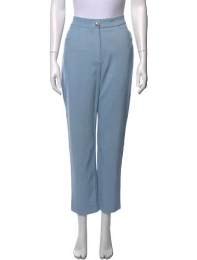 Pre-owned Balmain Wool Straight Leg Pants In Blue