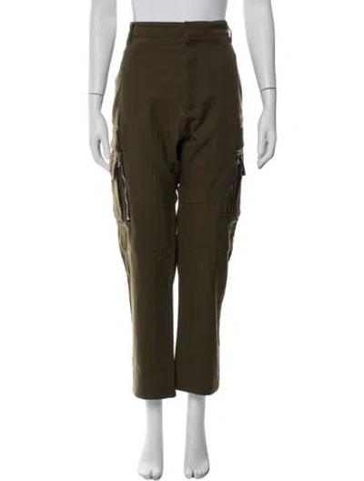 Pre-owned Balmain Wool Straight Leg Pants In Green